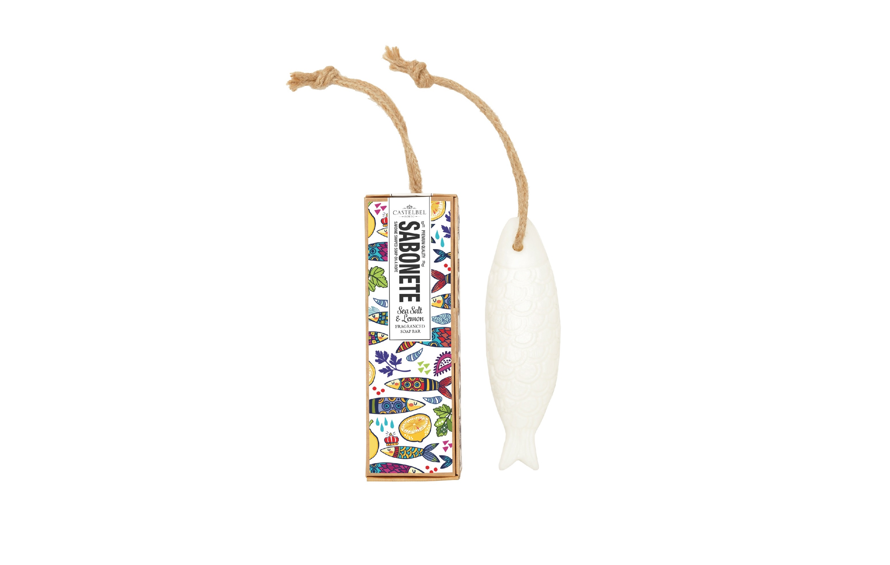 Castelbel Handseife Sardine 100g soap on a rope (+ scented bookmarker)