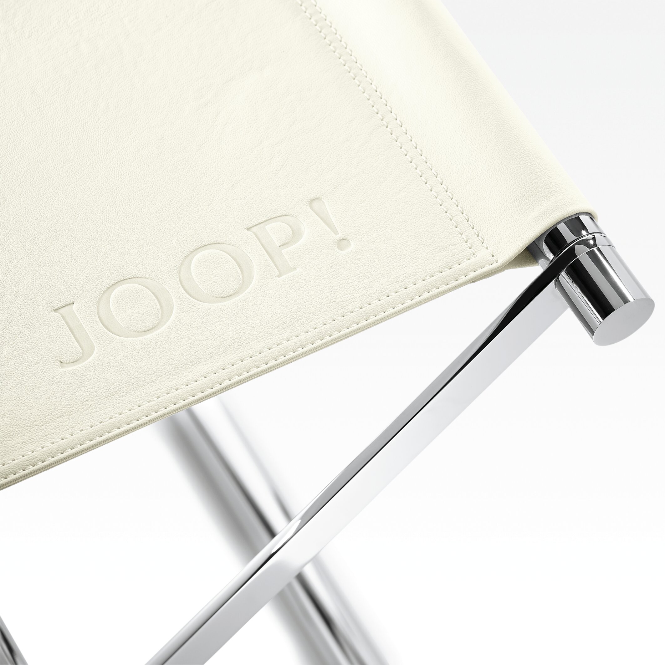 JOOP! Badhocker - Chrom | Lederoptik glatt weiß