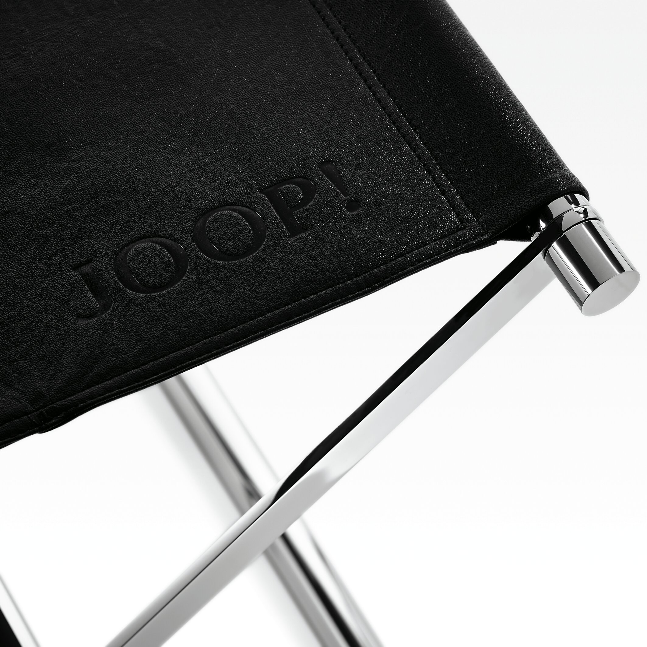 JOOP! Badhocker - Chrom | Lederoptik glatt schwarz