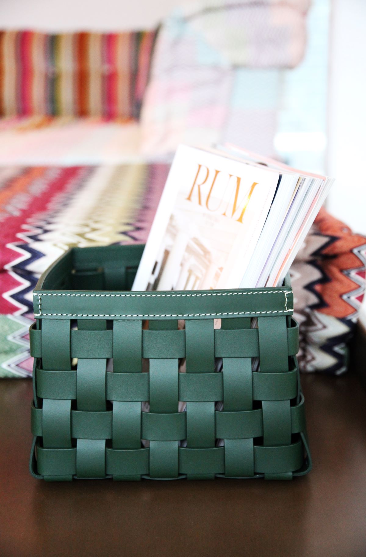 Braided Box Small racing Green/white Stitch