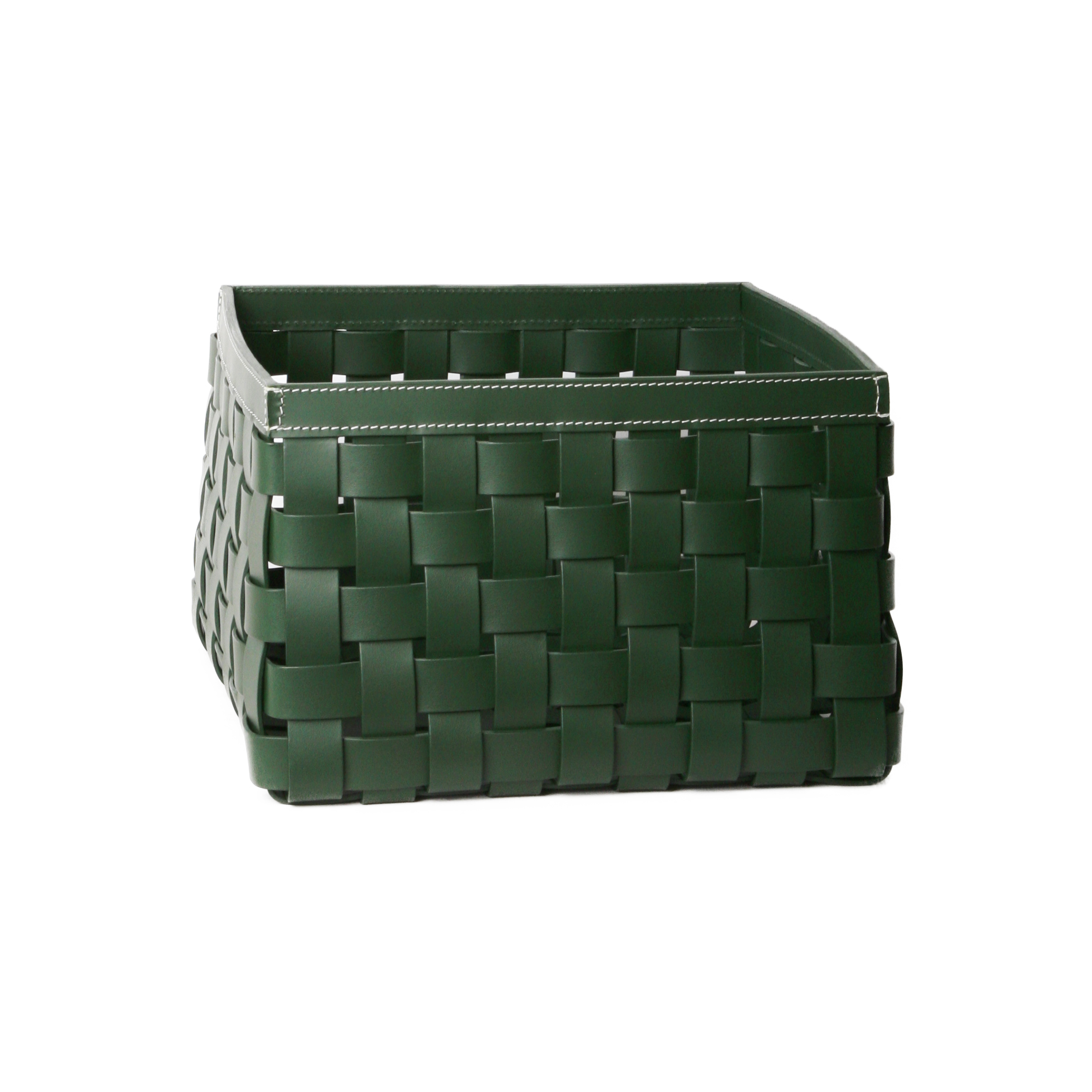 Braided Box Large racing Green/white Stitch