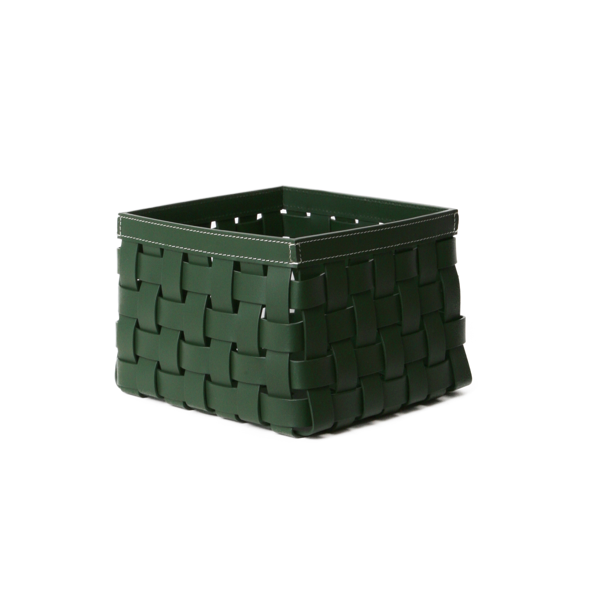 Braided Box Medium racing Green/white Stitch