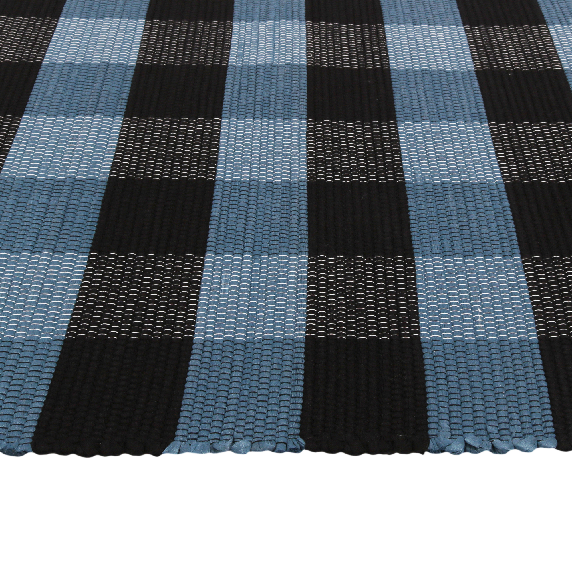 Teppich Marty 180x60cm blau schwarz