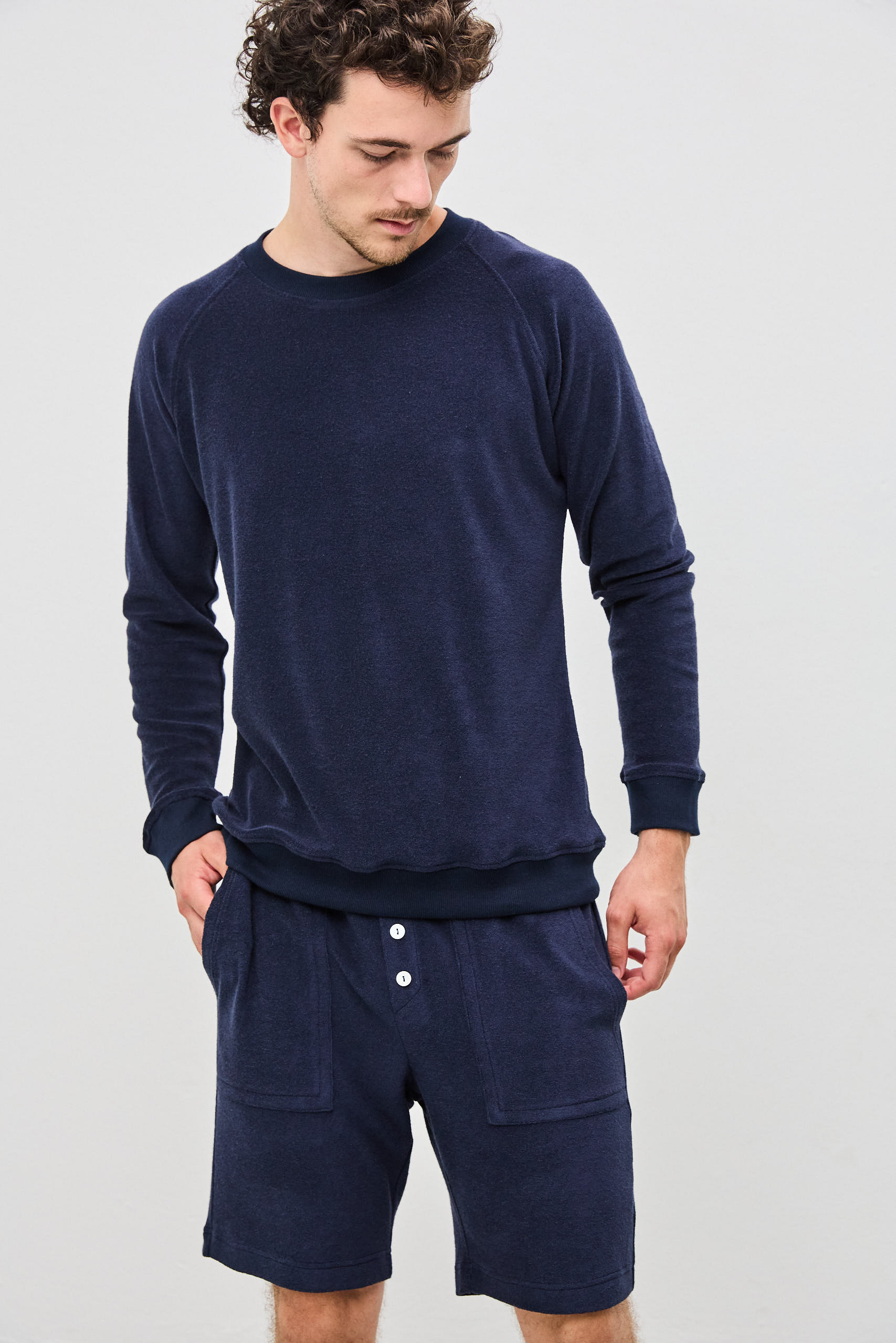 ERIC Sweater frottee milk-midnight M