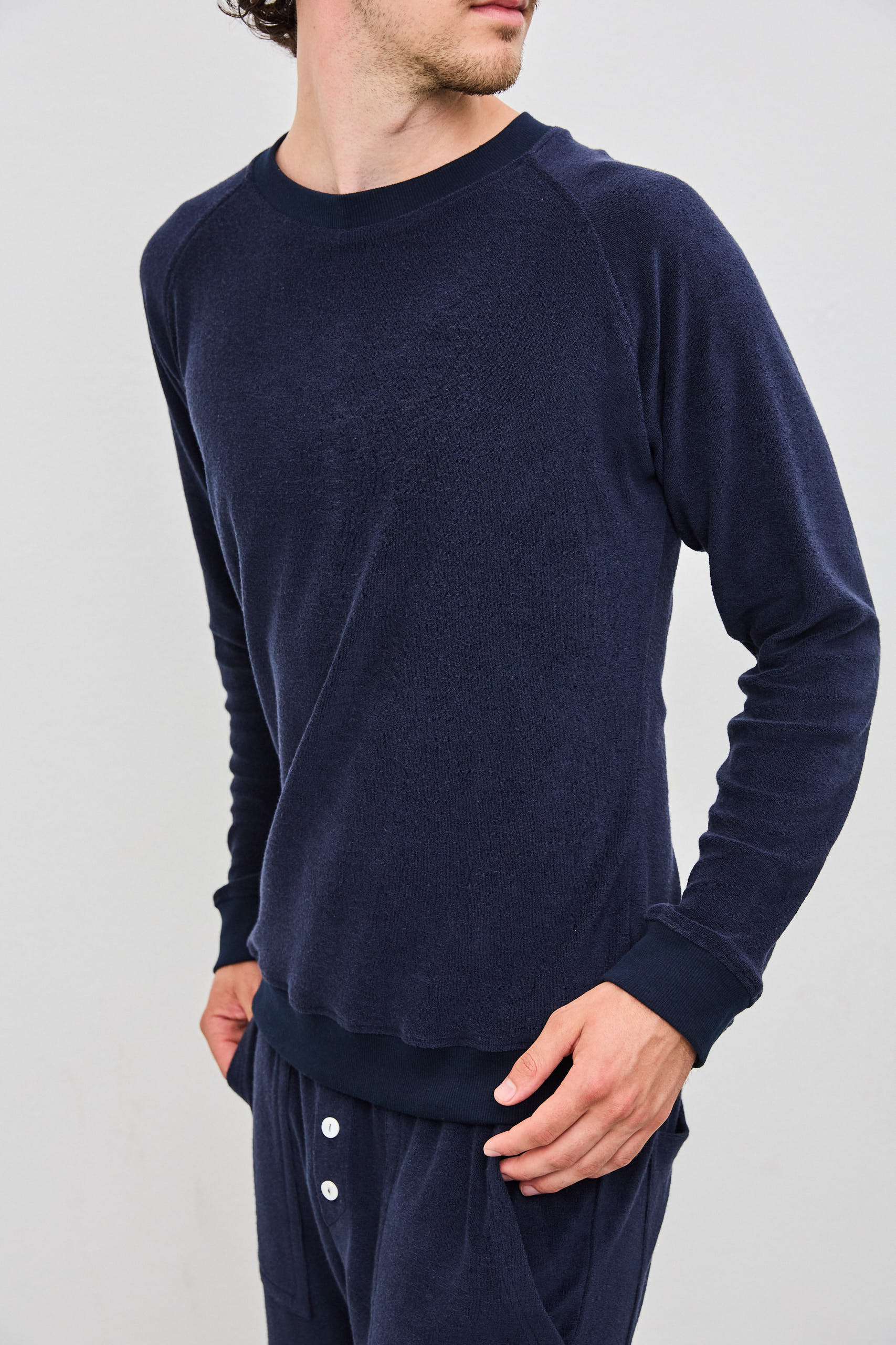 ERIC Sweater frottee milk-midnight L