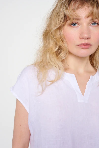 Kurzarm Leinen-Bluse M