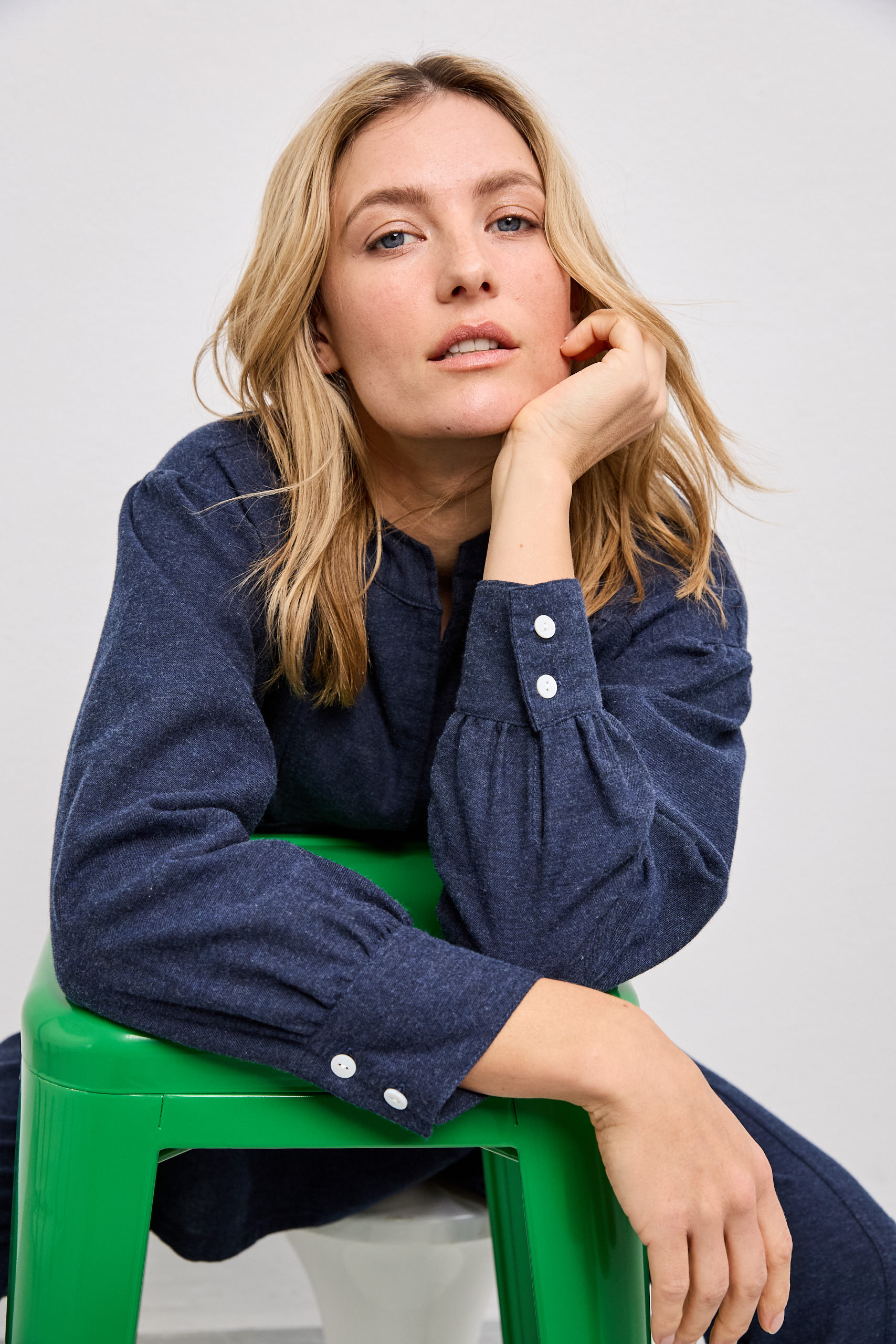 HAILEY Top flanell stripe midnight S
