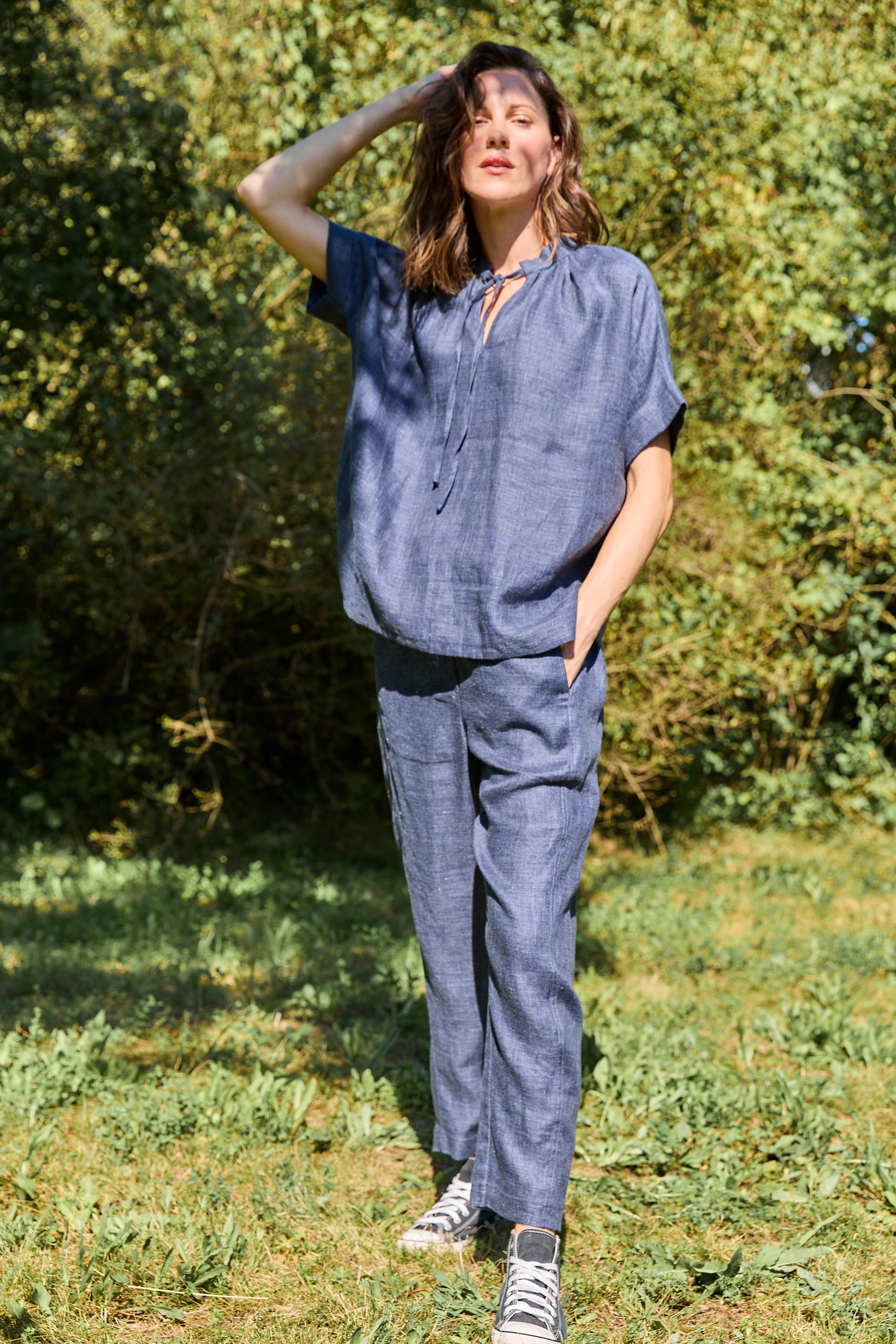 KAYLEE top linen midnight melange XS
